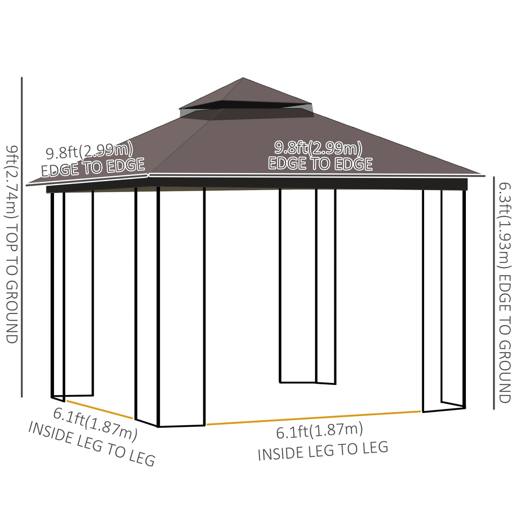 10'x10' ለስላሳ ገረብ ዘለዎ ፓቲዮ ጋዜቦ ብድርብ ደረጃ ገረብ፣ መረብ መጋረጃታት፣ መርኣዪ መደርደሪታት፣ ላዕላይ መንጠቆታት፣ ቡን
