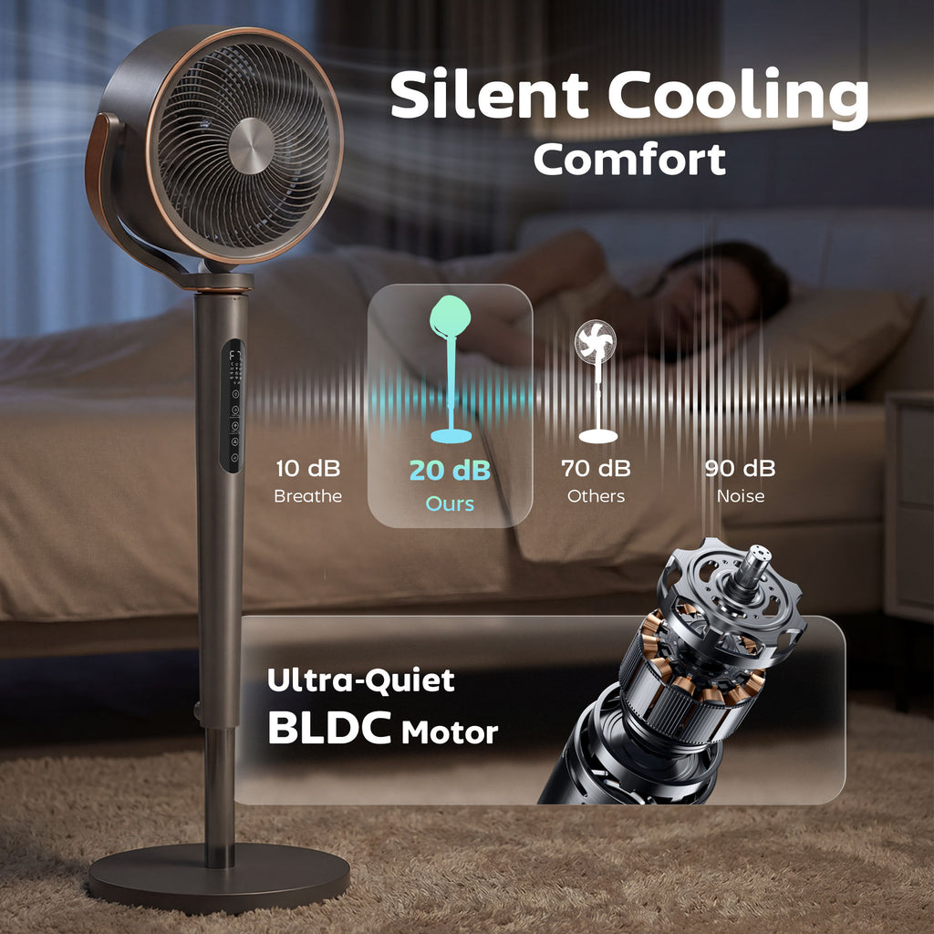 20dB ዝምዕርር ደው ዝበለ ፋን፣ ብ12 ፍጥነት ዝምልስ ፋን፣ LED ብርሃን፣ WiFi ከምኡ’ውን ርሑቕ ቁጽጽር፣ 12 ሰዓት ታይመር