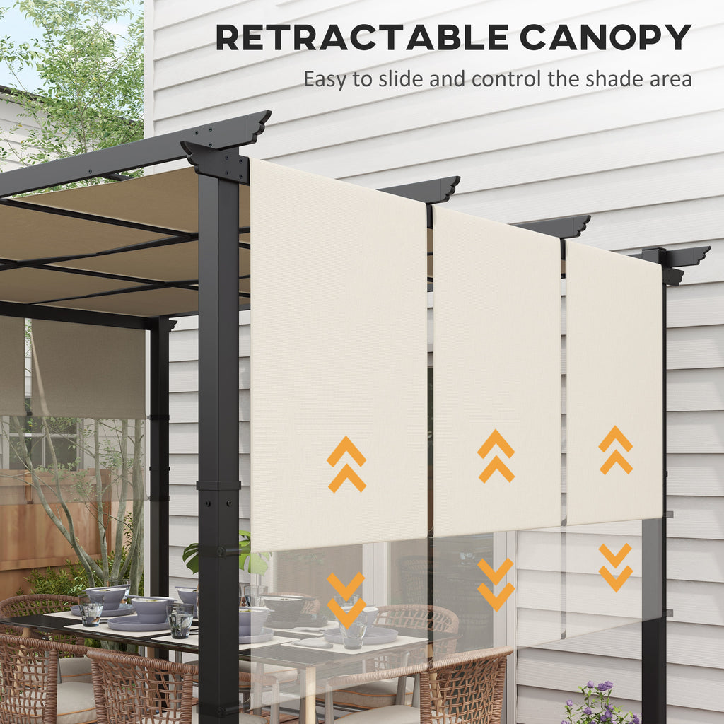 10' x 12' Metal Pergola, Outdoor Pergola with Retractable Canopy, for Garden, Patio, Backyard, Deck