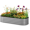4.9 x 2 x 1ft Galvanized Raised Garden Bed Kit, Metal Planter Box with Safety Edging, Silver