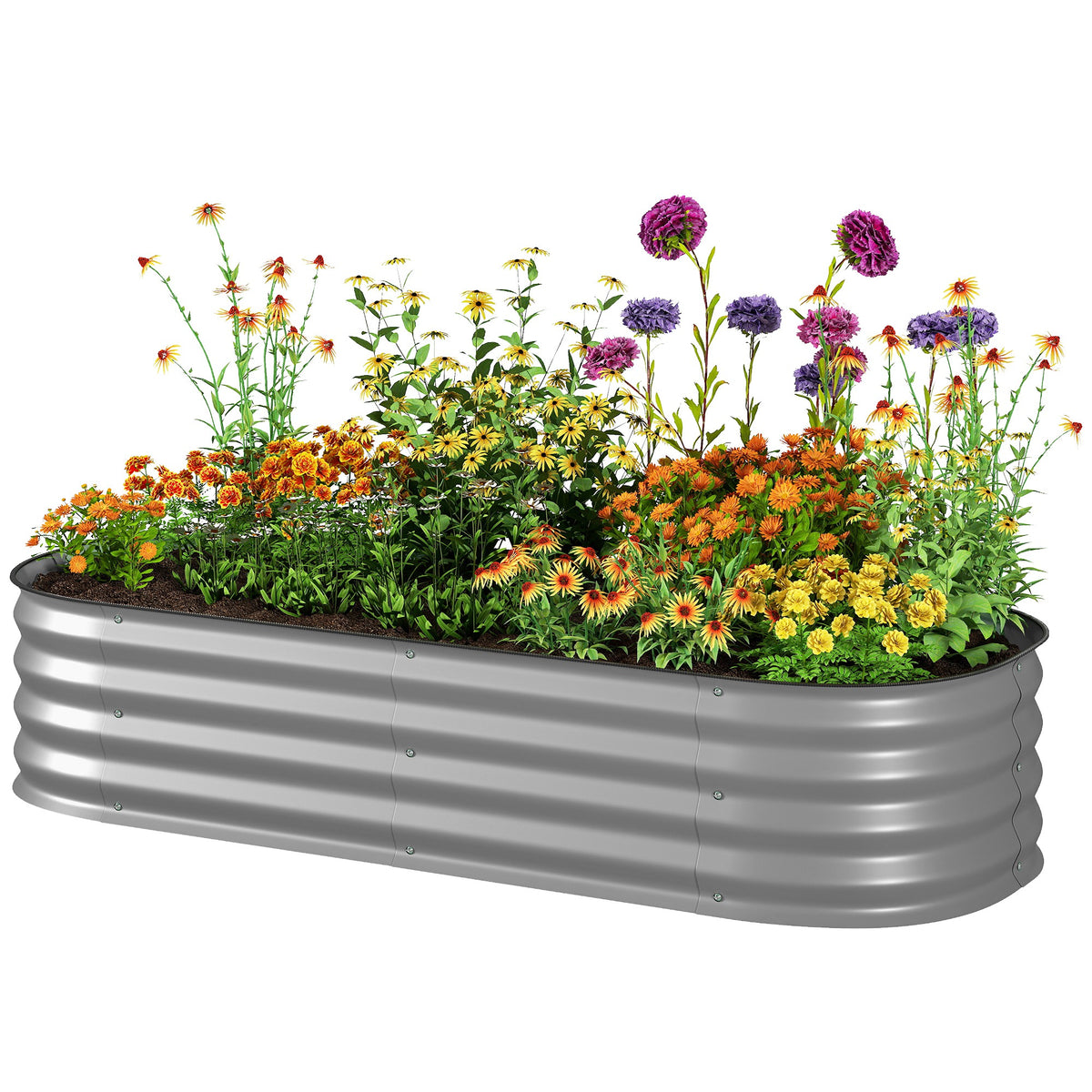 4.9 x 2 x 1ft Galvanized Raised Garden Bed Kit, Metal Planter Box with Safety Edging, Silver