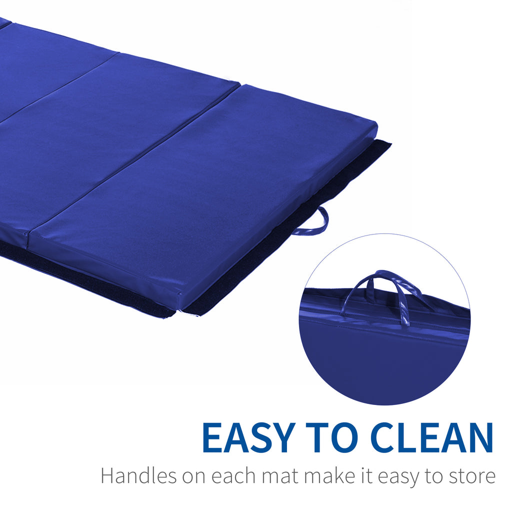 Soozier 4'x6'x2'' Folding Gymnastics Tumbling Mat, Exercise Mat  with Carrying Handles for Yoga, MMA, Martial Arts, Stretching, Core Workouts, Blue