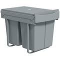 Pull Out Trash Can Under Cabinet, 10.6 Gallon (40L) Slide Out Garbage Can with 3 Removable Compartments, Grey
