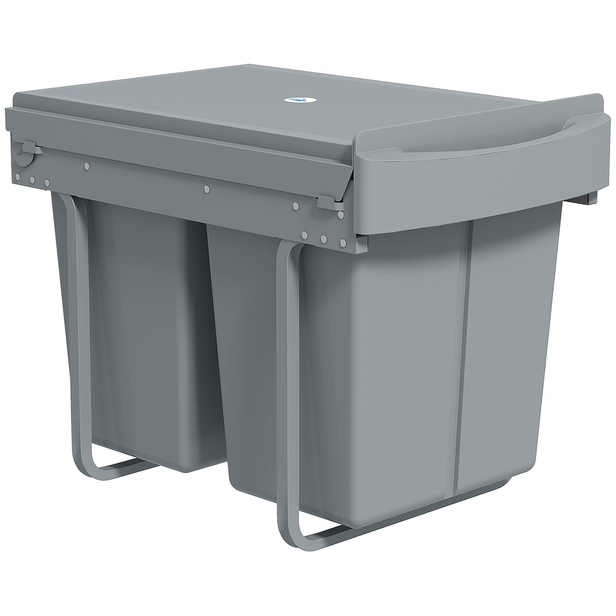 Pull Out Trash Can Under Cabinet, 10.6 Gallon (40L) Slide Out Garbage Can with 3 Removable Compartments, Grey