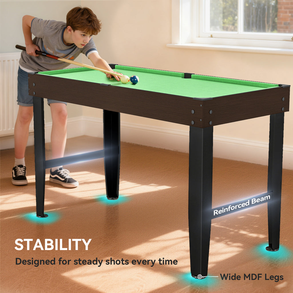 Soozier 55" Mini Pool Table, Pool Game Billiard Table Set with 2 Cues, 16 Balls, 2 Chalks, Triangle, Brush, Green