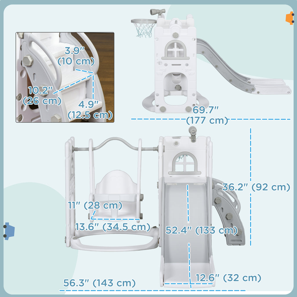 Qaba 6-in-1 ሰራቒን መናወጽን ስብስብ ህጻናት መናወጺ ገዛውቲ ምስ ኩዕሶ ሰኪዔት መውጋእያ፣ መደያይቢ፣ መኽዘን፣ ቴለስኮፕ፣ ሕብሪ ብጫ