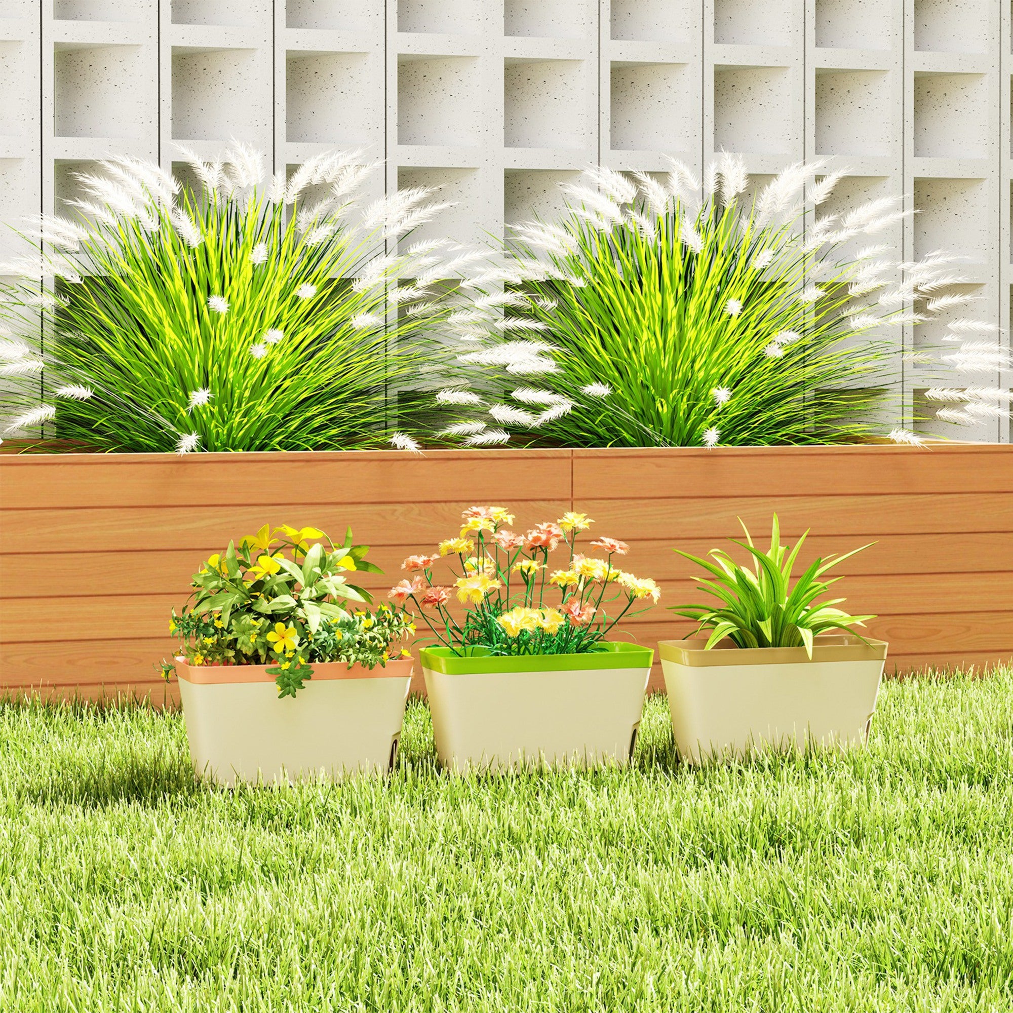 6 Pack Self Watering Flower Pots, 10.5 Inch Planter Box with Water Level Indicator for Vegetables, Succulents Plants