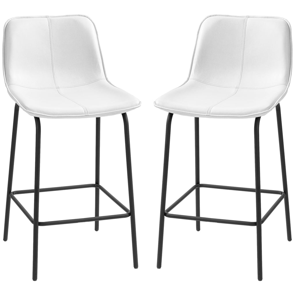 Bar Stools Set of 2, Upholstered Counter Height Bar Chairs, Kitchen Stools with Steel Legs