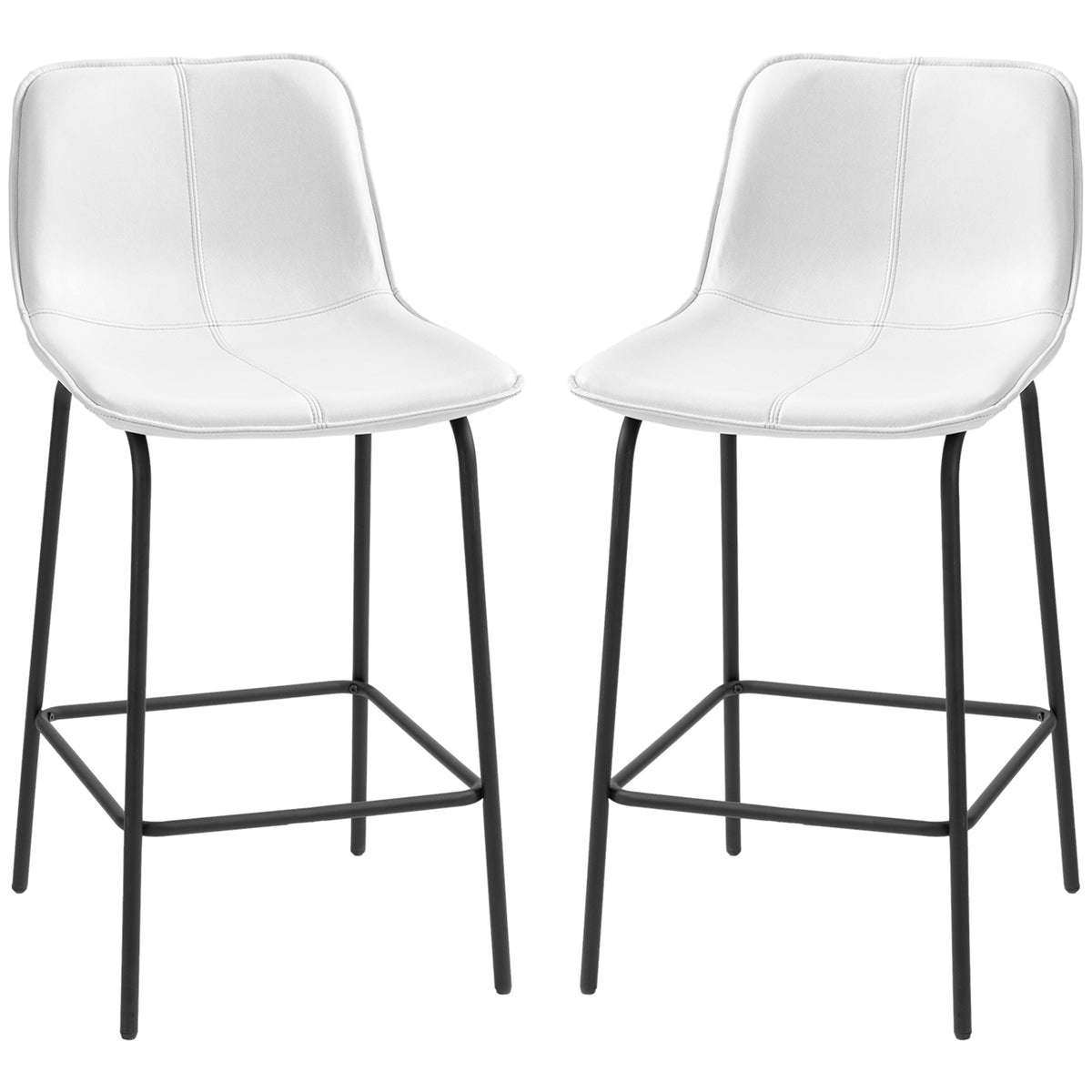 Bar Stools Set of 2, Upholstered Counter Height Bar Chairs, Kitchen Stools with Steel Legs