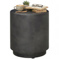 Terrazzo Finish Side Table, 17" Round End Table for Indoor and Outdoor, Charcoal Grey