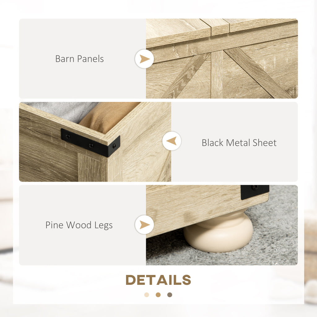 Farmhouse Coffee Table, Square Center Table with Flip-top Lids, Hidden Storage Compartment and Wooden Legs, Oak
