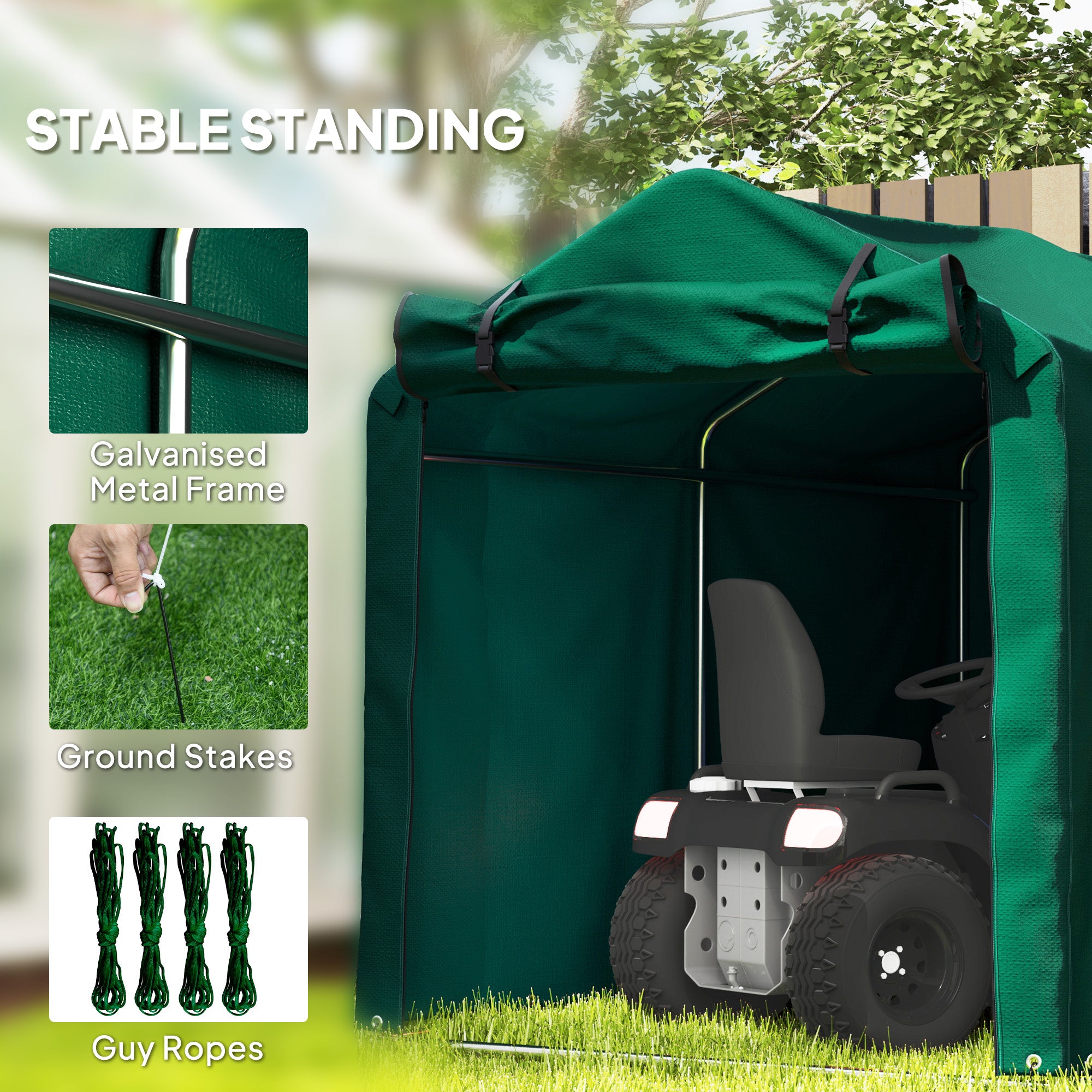 Outdoor Storage Shed, UV Resistant Bike Tent with Roll-up Zipper Door, Portable Shed for Bike, Motorcycle, Dark Grey