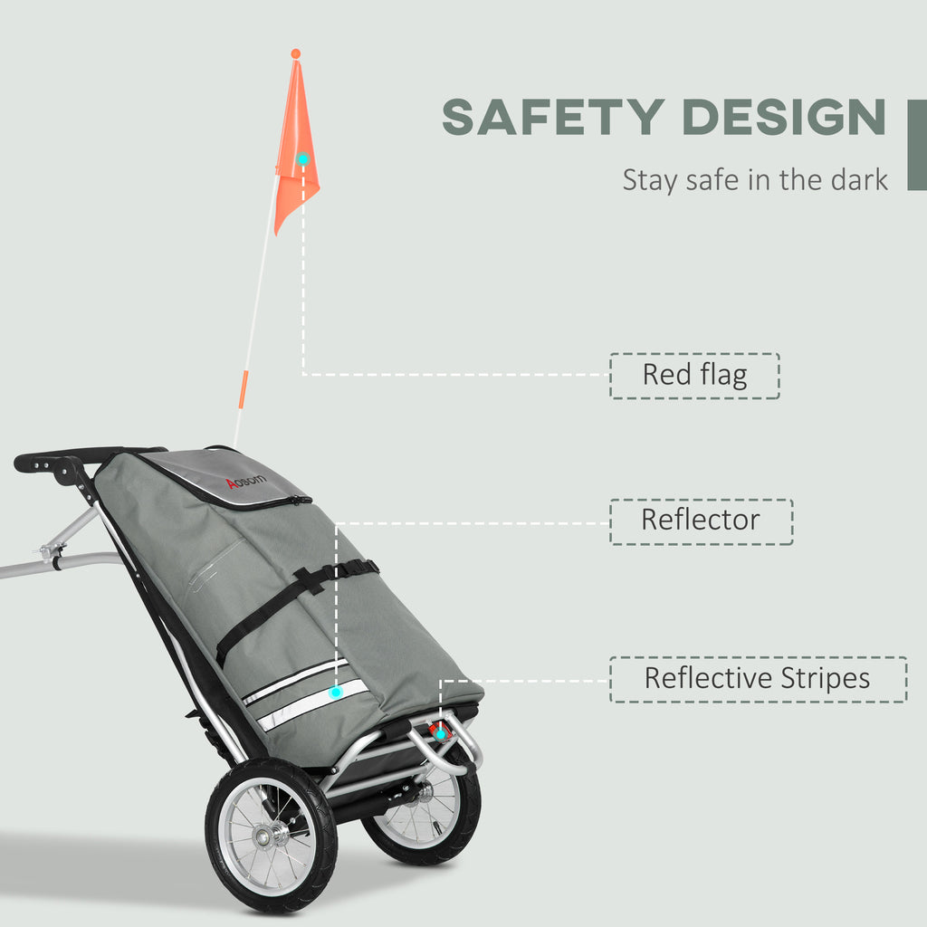 Soozier Bike Trailer, Bicycle Cargo Trailer with 12" Wheels, Reflective Strips, Outdoor Wagon Carrier with Aluminum Frame