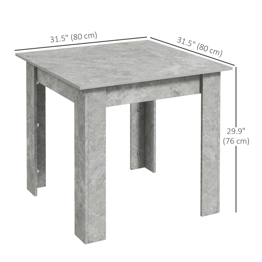 Square Dining Table, Modern Dining Room Table with Faux Cement Effect, Space Saving Small Kitchen Table, Cement Grey