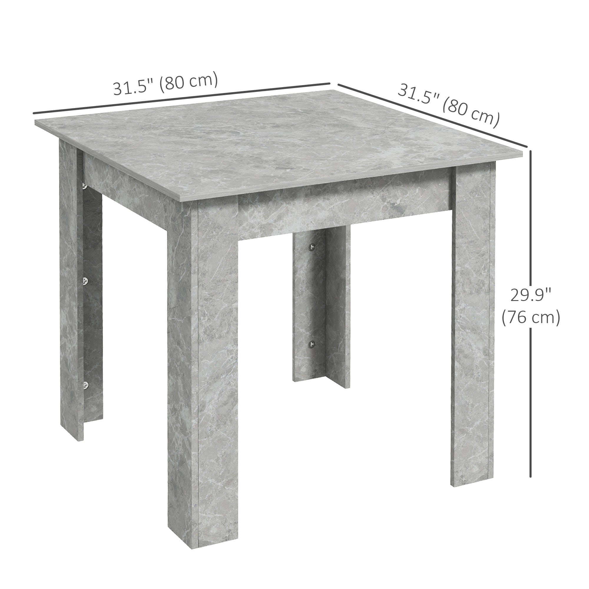 Square Dining Table, Modern Dining Room Table with Faux Cement Effect, Space Saving Small Kitchen Table, Cement Grey