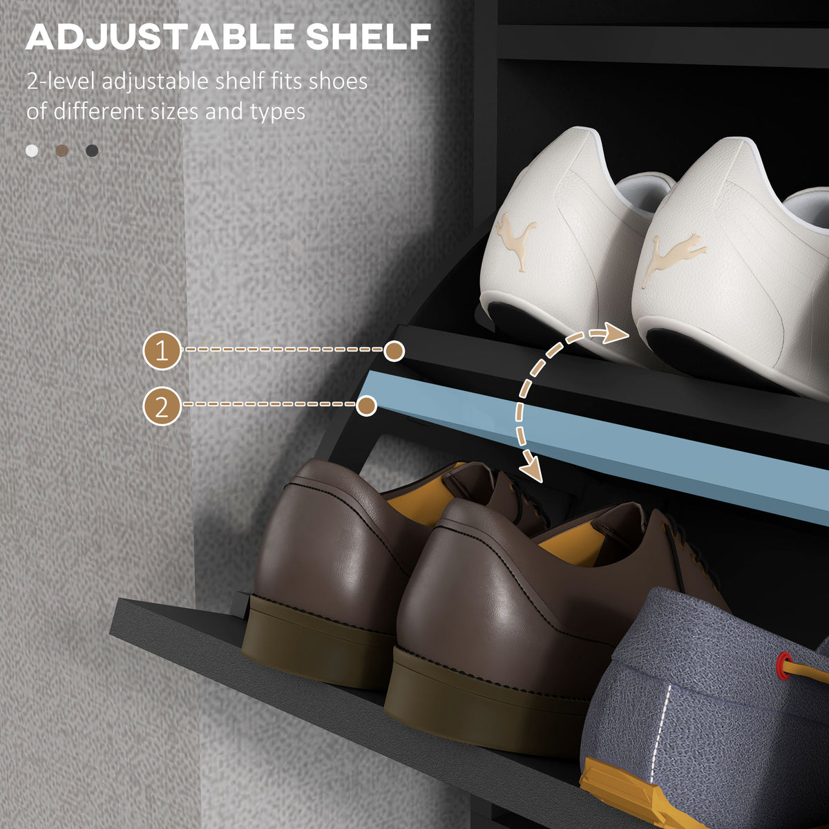 Modern Shoe Cabinet Storage 12 Pair Shoe Organizer with 2 Flip Doors Drawer and Adjustable Shelf White