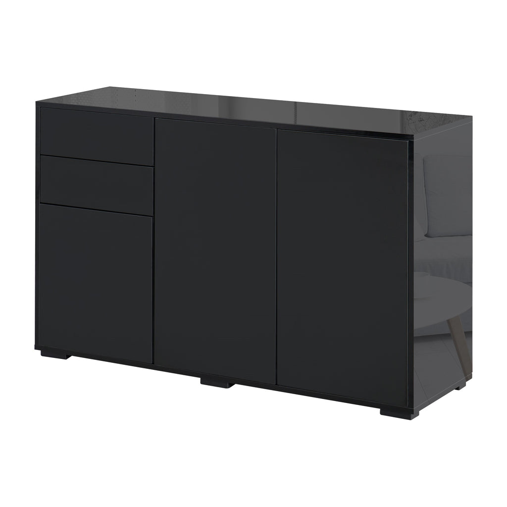 Kitchen Sideboard Storage Cabinet, Modern Coffee Bar with Push-Open Design and 2 Drawers for Living Room, Black