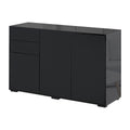 Kitchen Sideboard Storage Cabinet, Modern Coffee Bar with Push-Open Design and 2 Drawers for Living Room, Black