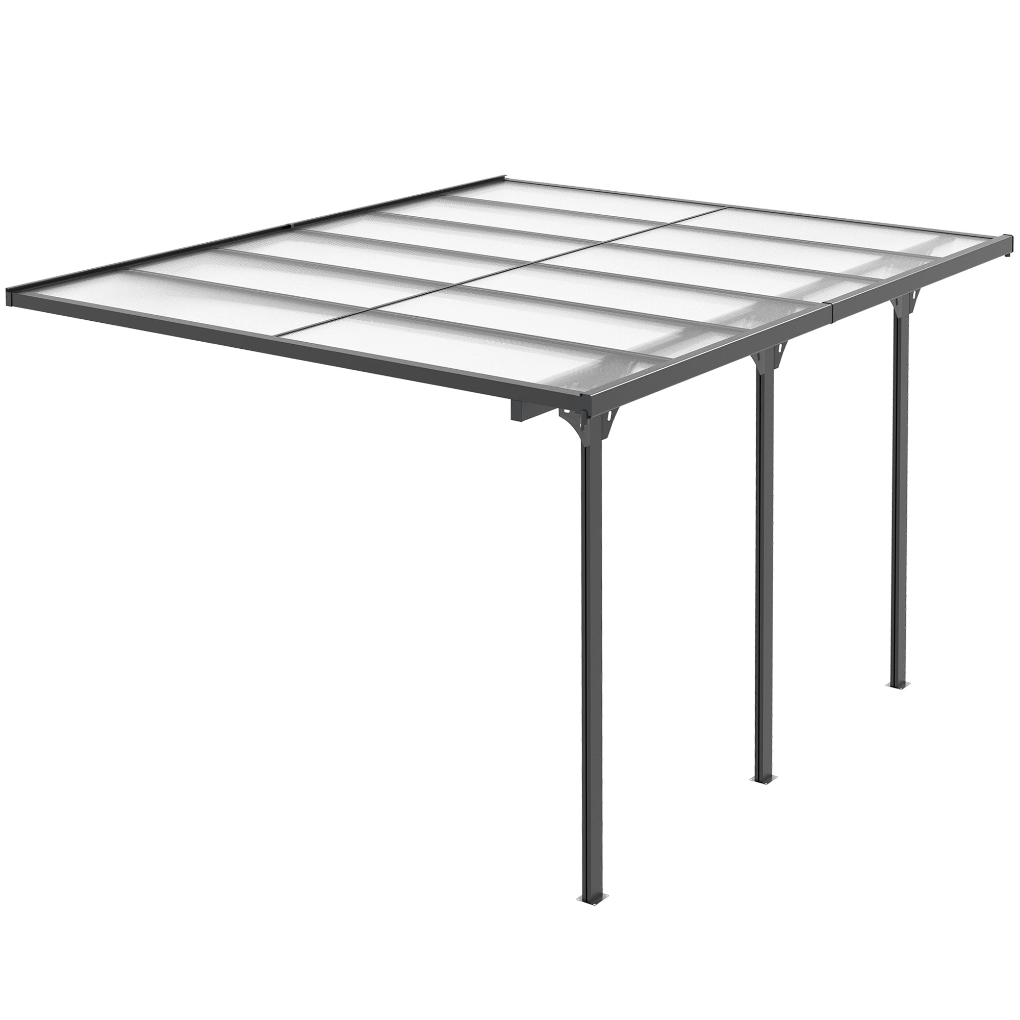 10' x 12' Outdoor Hardtop Pergola Gazebo with Polycarbonate Roof Adjustable Height, Aluminum Frame, UV Protection, Grey