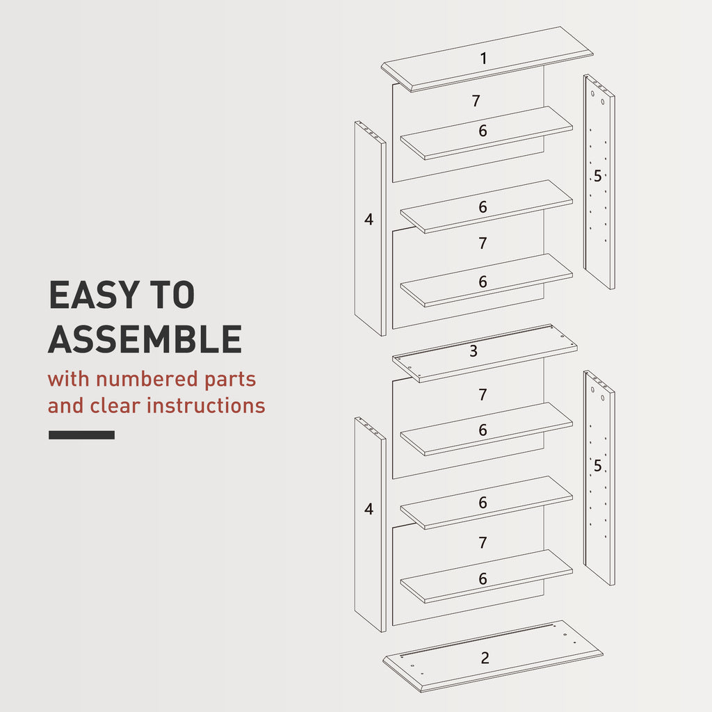 8-Tier DVD Shelf with 6 Adjustable Shelves, Slim CD Shelf, Holds 360 CDs, 185 DVDs or 185 Blu-rays, White