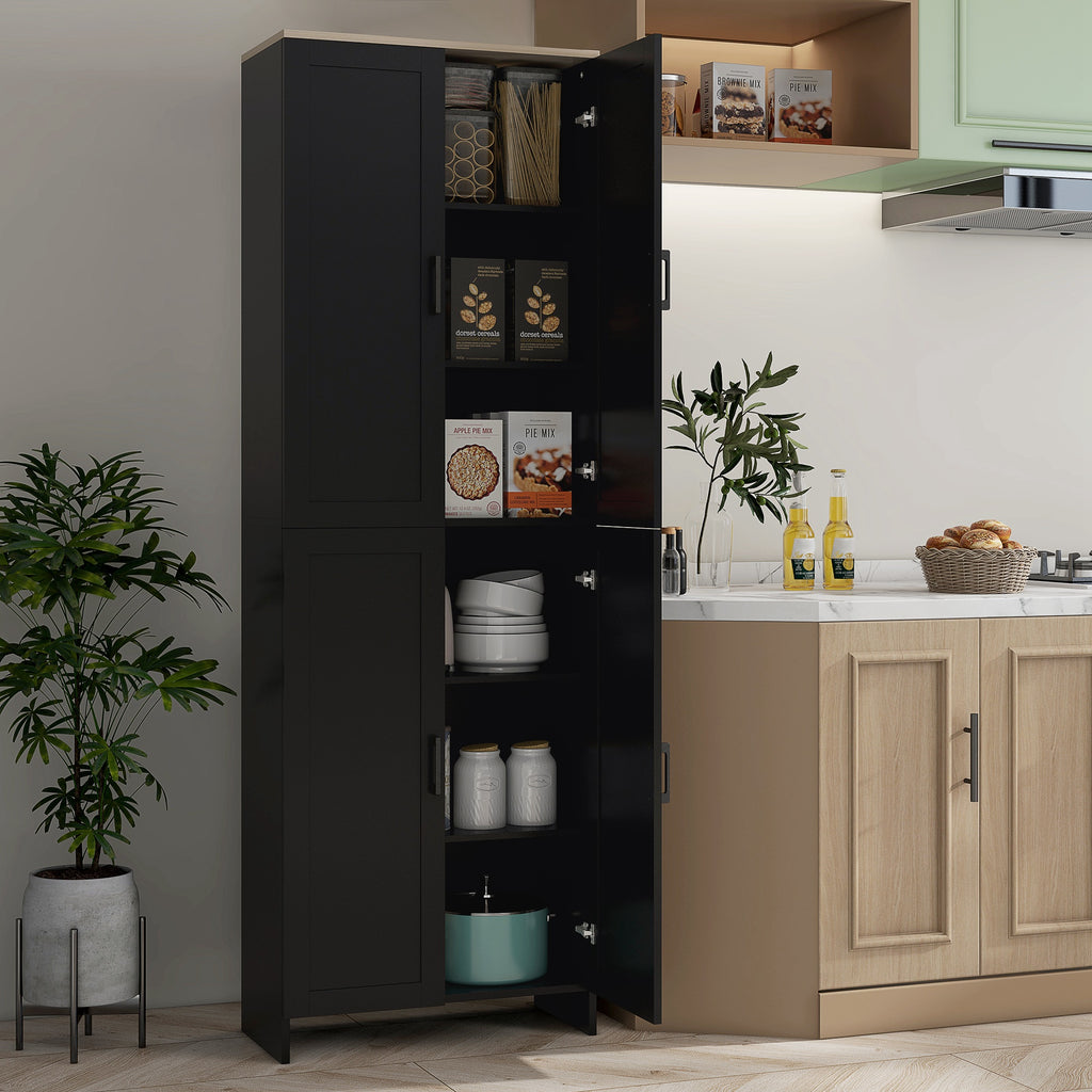 67" 4-Door Kitchen Pantry Cabinet, Freestanding Storage Cabinet Cupboard with Adjustable Shelves, White