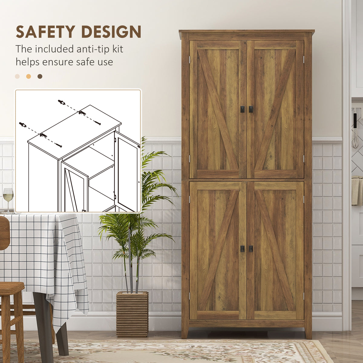 72" Freestanding Storage Cabinet, Kitchen Pantry Cabinet with Doors and Shelves for Dining Room, White