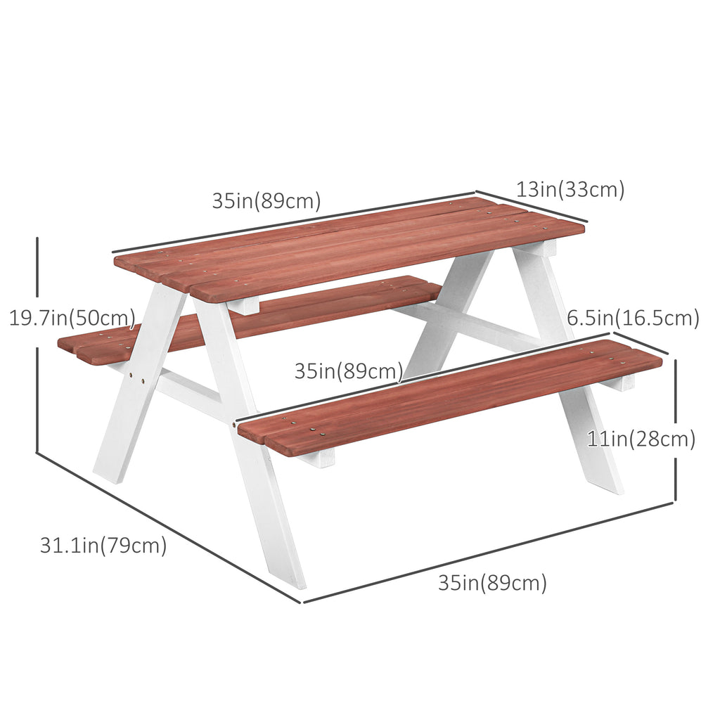 Kids Outdoor Table Set Wooden Toddler Picnic Table and Benches for 4 Kids 3-8 Years, Easy Installation, Natural Wood