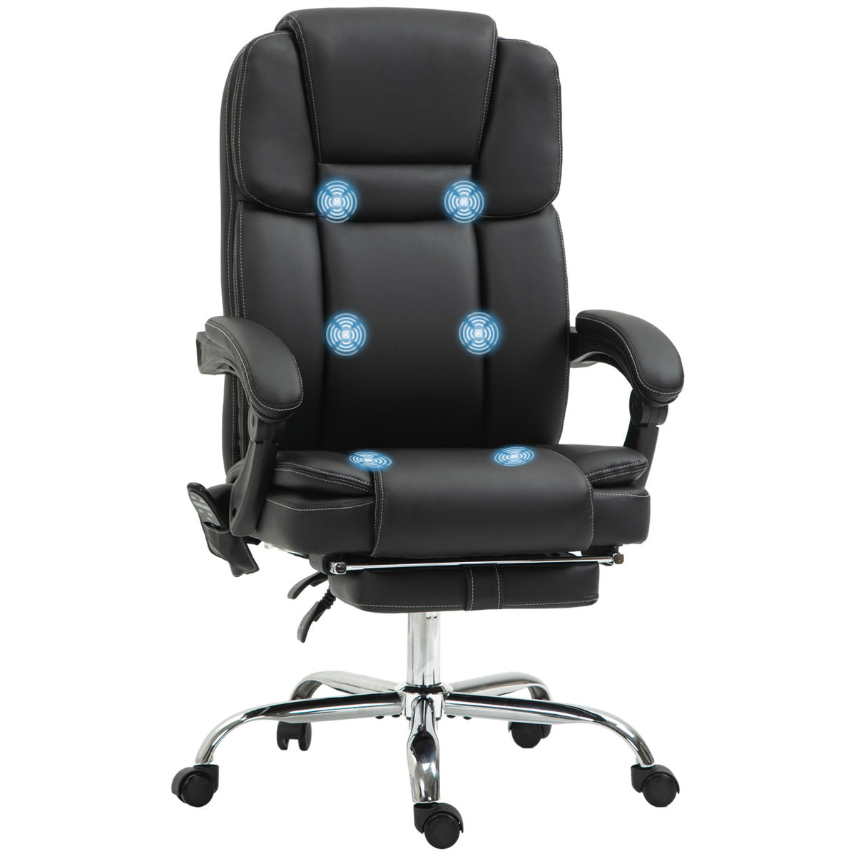 Massage Office Chair, Reclining Executive Office Chair with 6-Point Vibration, Footrest and High Back, White