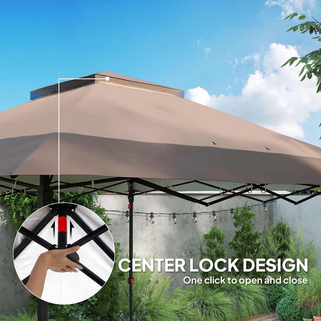 12' x 12' Foldable Pop-up Party Tent Instant Canopy Sun Shade Gazebo Shelter with Steel Frame, Khaki