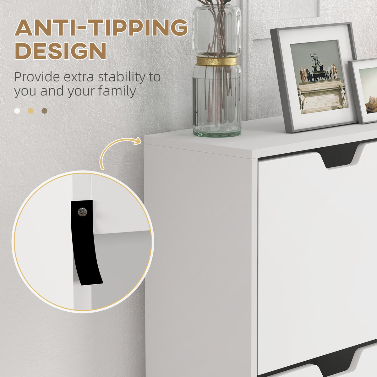 Shoe Storage Cabinet with 4 Flip Drawers and Adjustable Shelf, Shoe Cabinet for 8-16 Pairs of Shoes, White