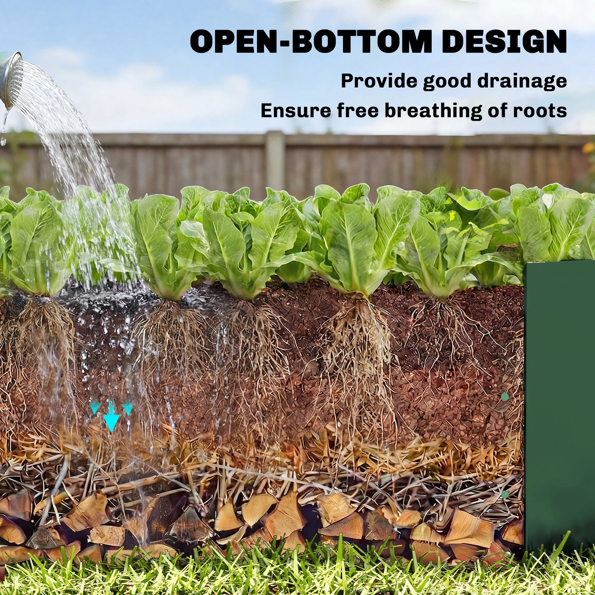 Galvanized Raised Garden Bed with Trellis for Climbing Plants, Outdoor Planter Box with Open Bottom, Black