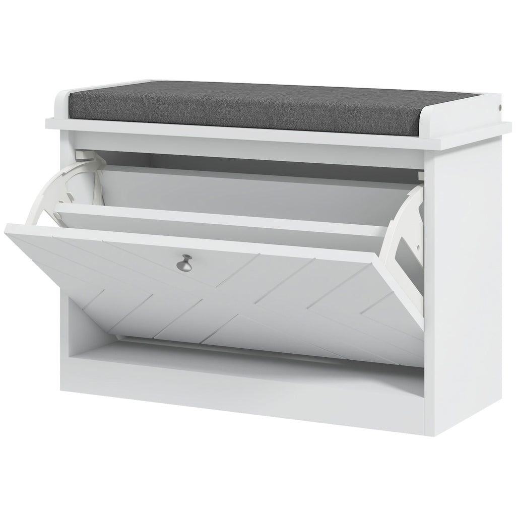 Shoe Storage with Seat, Upholstered Hallway Bench, Shoe Bench with Flip Drawer, Adjustable Shelf for 4-6 Pairs of Shoes
