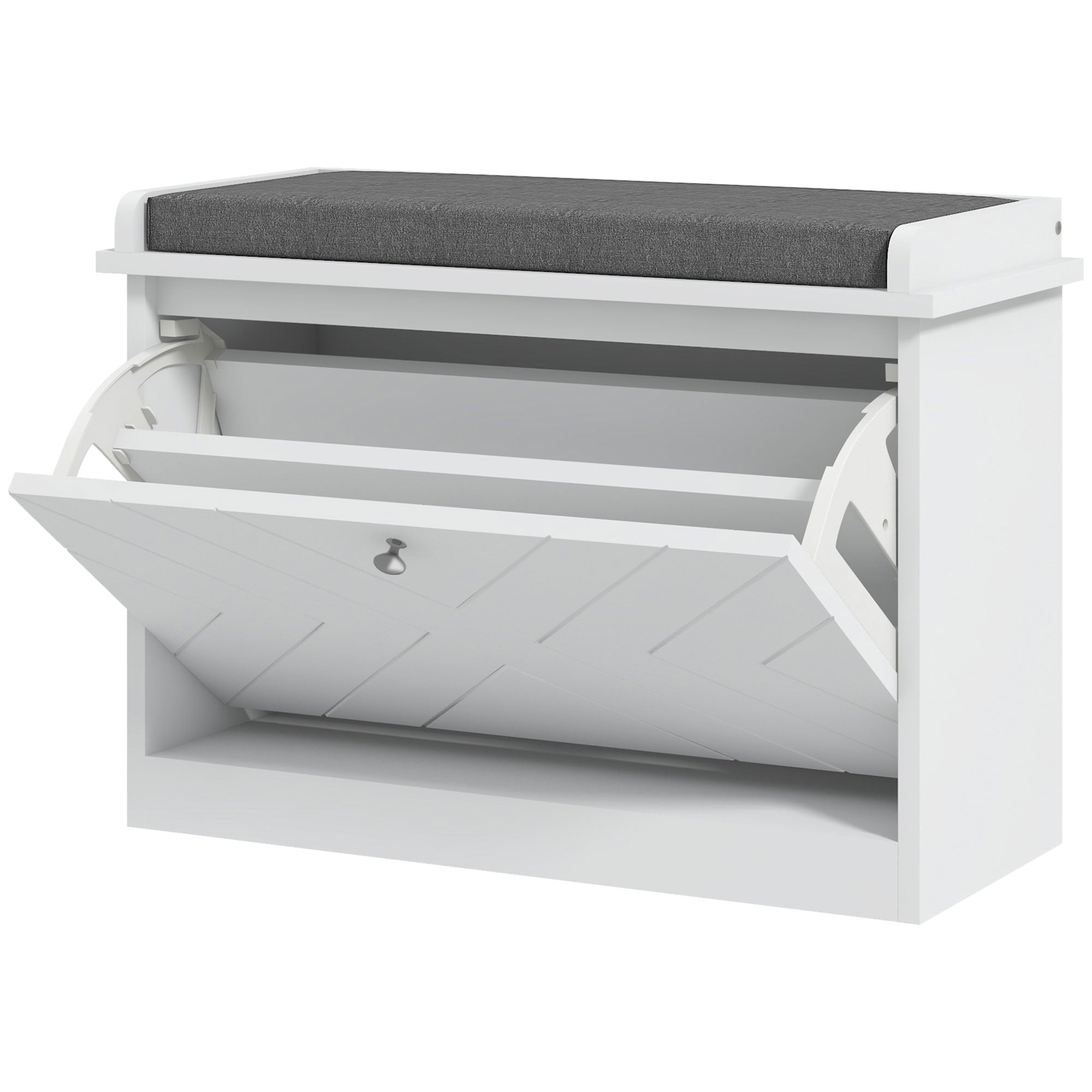 Shoe Storage with Seat, Upholstered Hallway Bench, Shoe Bench with Flip Drawer, Adjustable Shelf for 4-6 Pairs of Shoes
