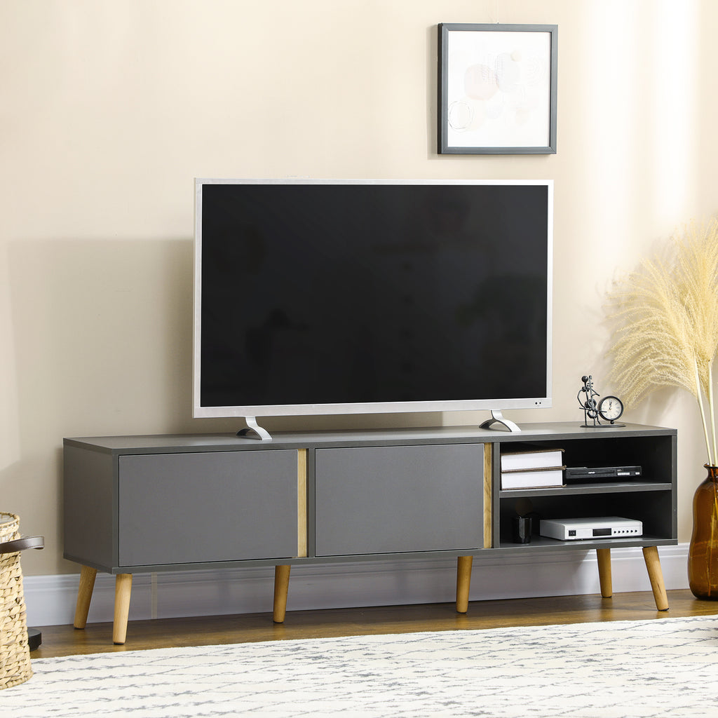 TV Stand for TVs up to 55", TV Cabinet with Shelves and Cable Holes, Entertainment Unit for Living Room, Dark Grey