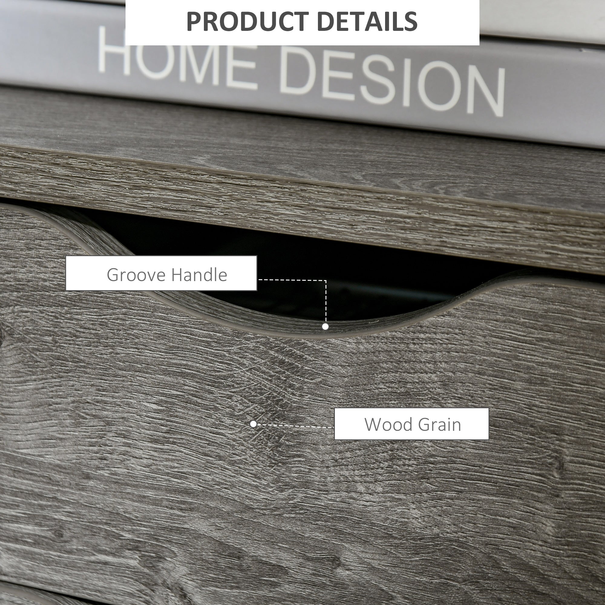 Nightstand with 2 Drawers, Industrial Side Table with Storage Shelf, Accent End Table for Bedroom, Living Room, Grey