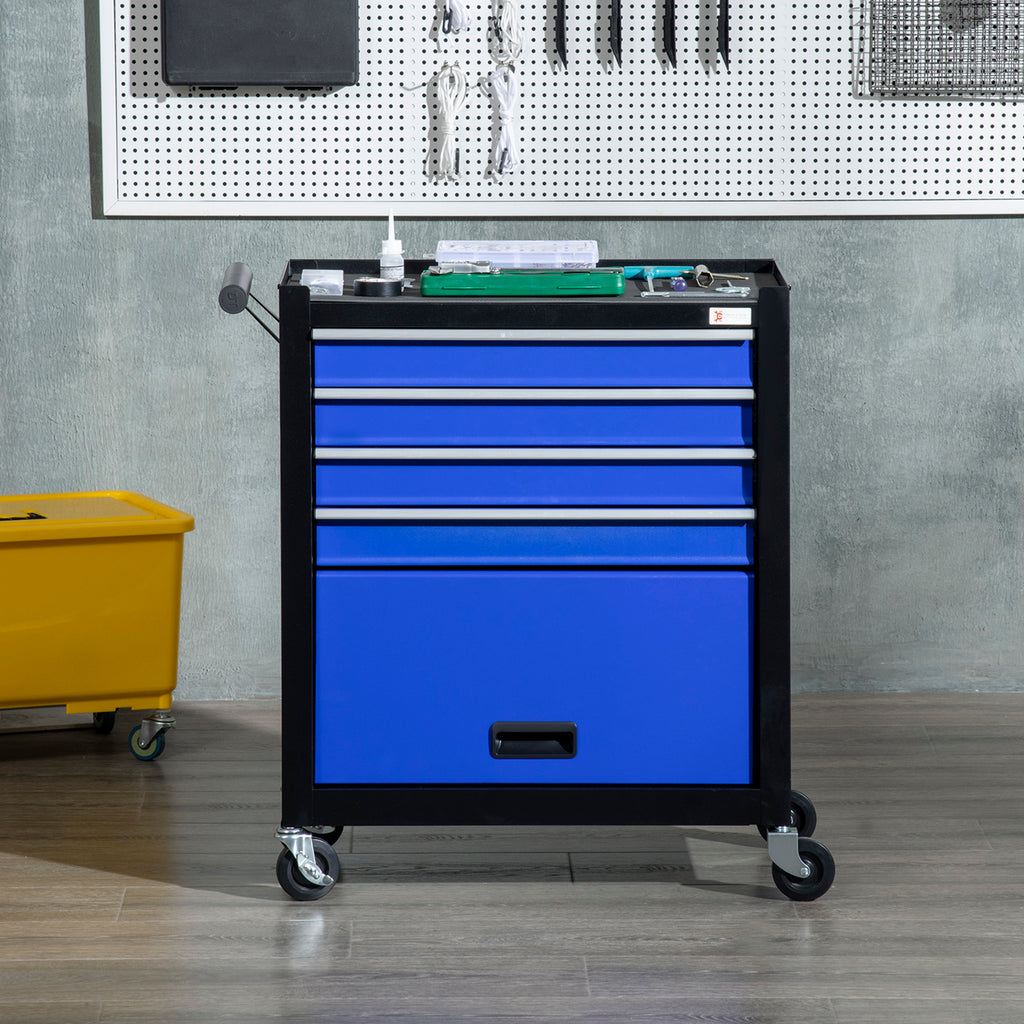4-Drawer Tool Chest with 4 Wheels, Rolling Tool Box and Storage Cabinet, Portable Tool Organizer for Garage, Red