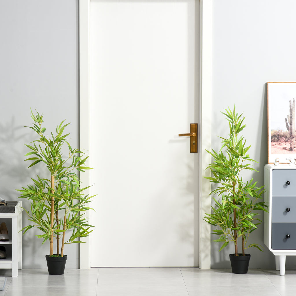 Artificial Bamboo Tree, 4ft Fake Tree with Realistic Leaf and Natural Trunk, Decorative Plant in Nursery