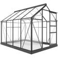 Greenhouse Garden, Green House, Outdoor Greenhouse Kit, PC Board with Sliding Door, 6.2' x 8.3' x 6.6', Grey