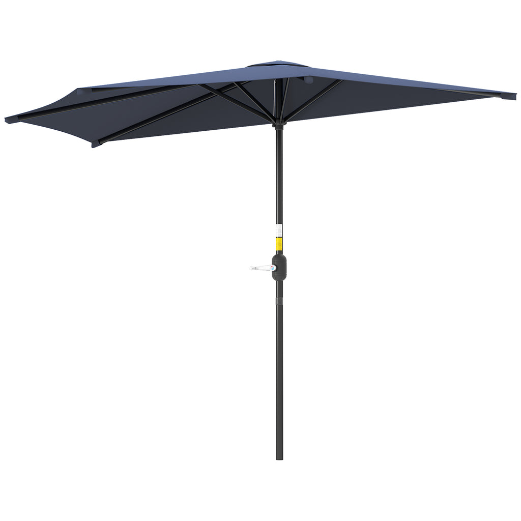 9.8ft Half Umbrella Semi Round Patio Parasol with Crank Handle, Top Vent for Garden, Balcony- NO BASE INCLUDED Dark Grey