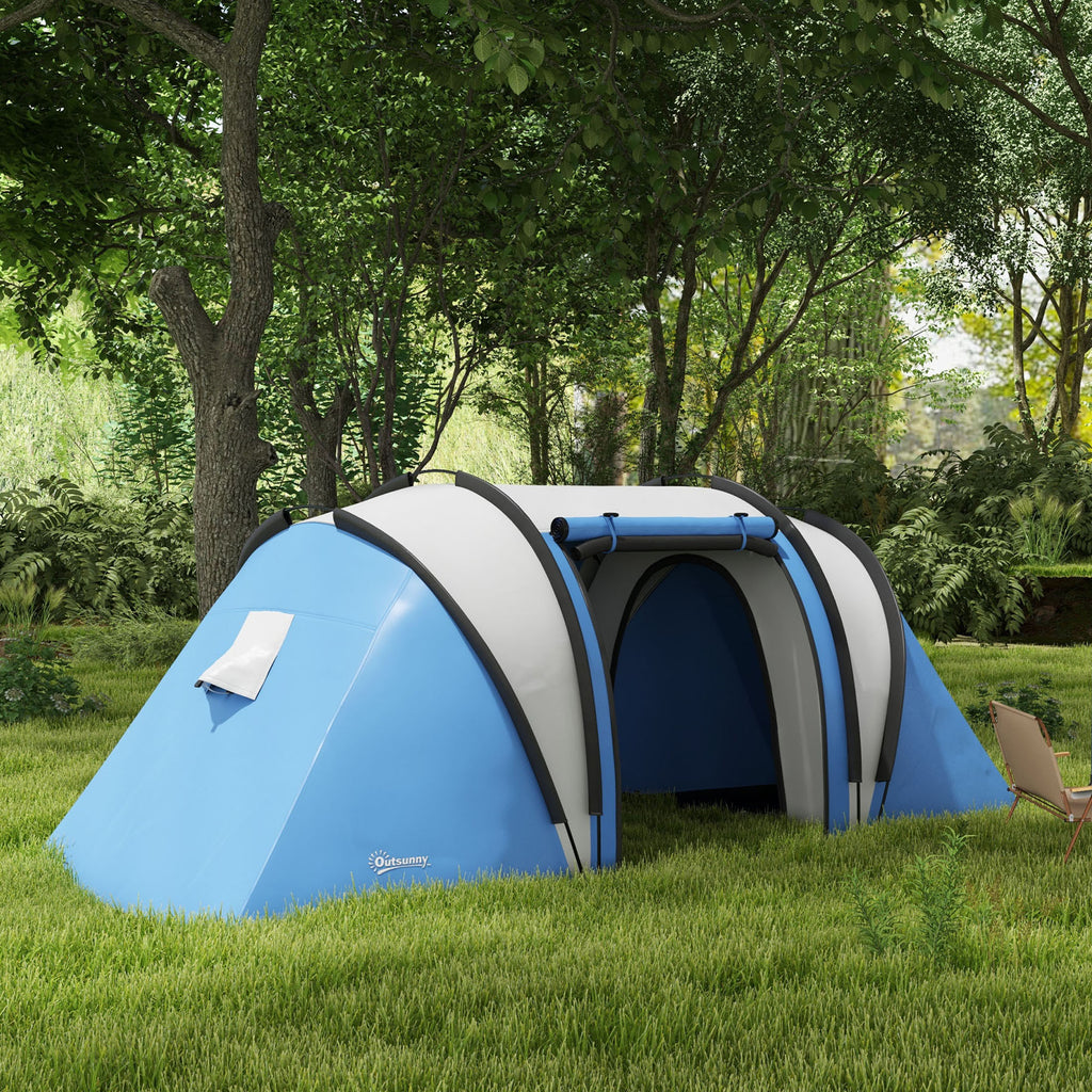Camping Tent with 2 Bedrooms and Living Area, 3000mm Waterproof Family Tent, for Fishing Hiking Festival, Grey