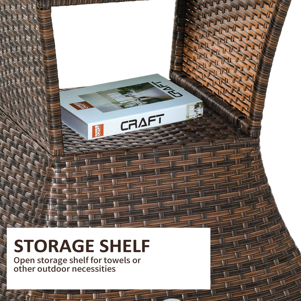 Rattan Wicker Side Table, 21.3" Square Outdoor End Table with Umbrella Hole 2-Tier Storage for Patio Garden Mixed Brown