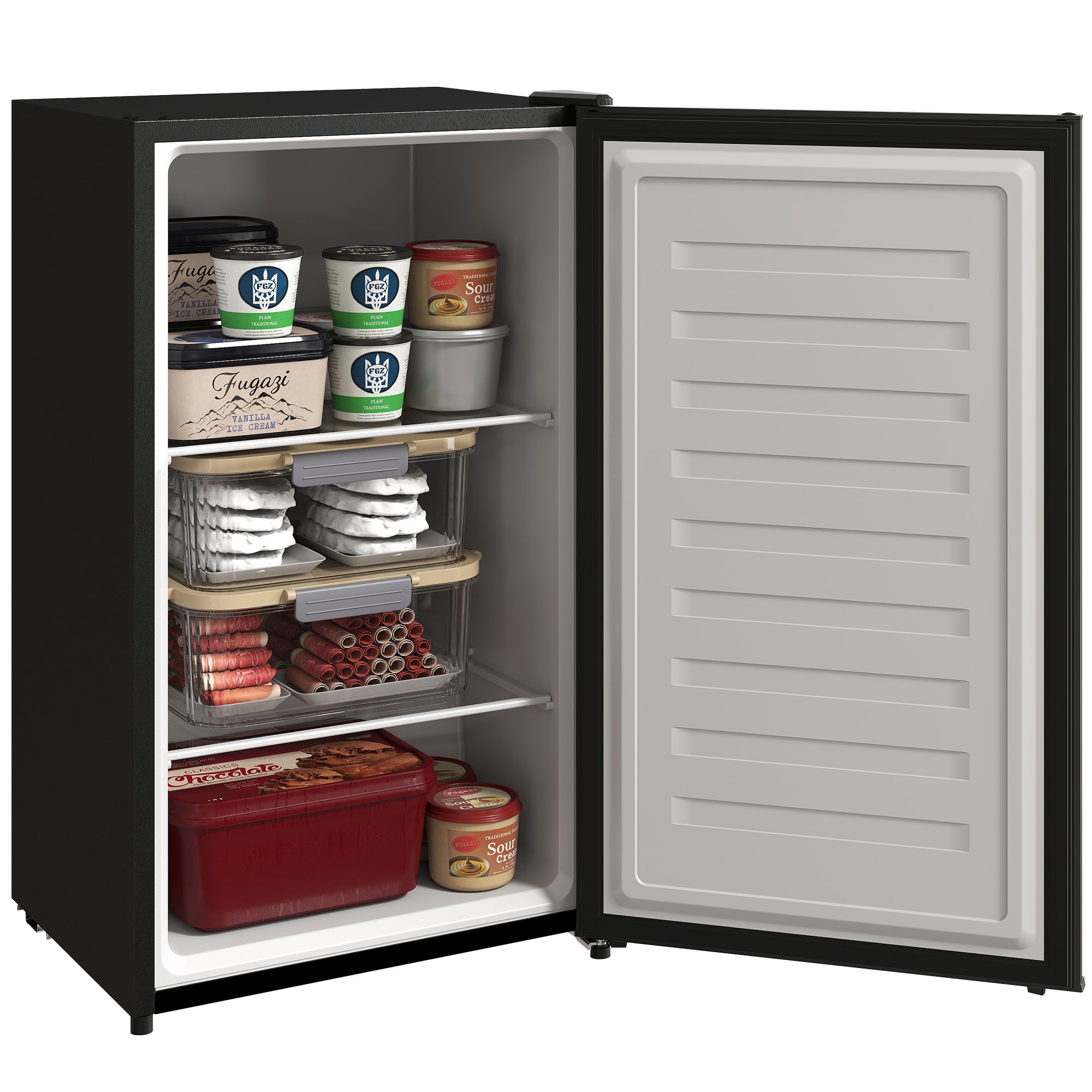 1.1 Cu. Ft. Mini Freezer, Compact Upright Freezer with Reversible Door, Removable Shelf, Adjustable Temperature, White