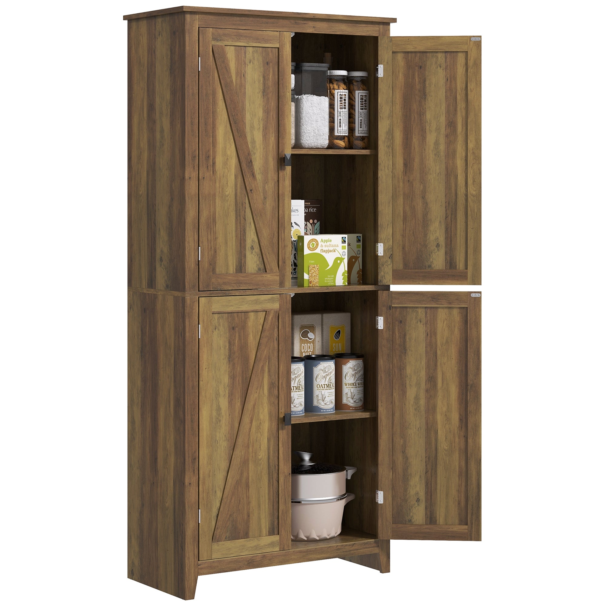 72" Freestanding Storage Cabinet, Kitchen Pantry Cabinet with Doors and Shelves for Dining Room, White