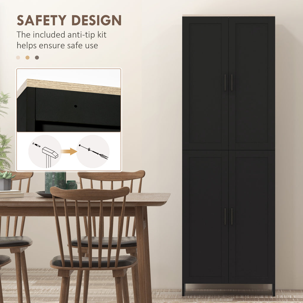 67" 4-Door Kitchen Pantry Cabinet, Freestanding Storage Cabinet Cupboard with Adjustable Shelves, White