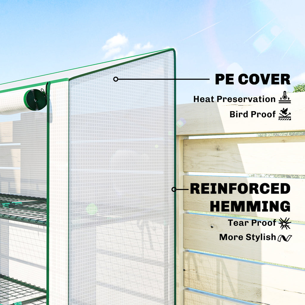 ተንቀሳቓሲ ንእሽቶ ሓሙም ቤት ሓሙም ቤት ምስ 3 ደረጃ መደርደሪ፣ ተጠንኪሩ PE መከዳኒ፣ እተንከብከብ ዝኽፈት ደጋት፣ 56.3" x 18.1" x 59.4"