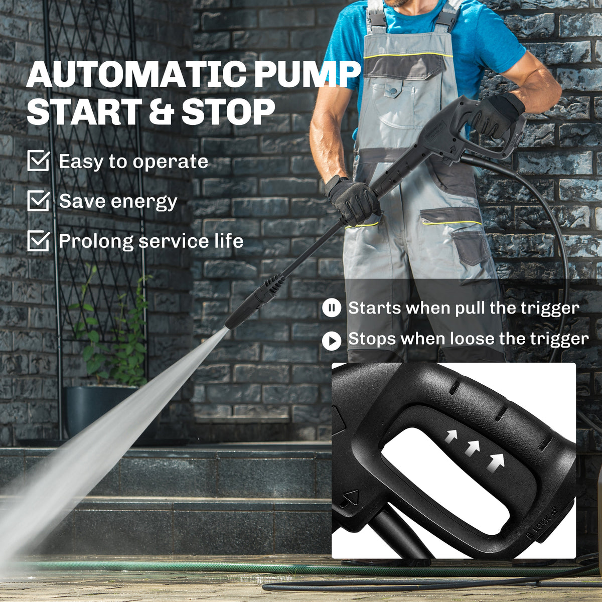 Electric Pressure Washer, 2176 PSI High Pressure Washer with 20 ft Outlet Hose, Adjustable Nozzle, 1.9GPM Power Washer
