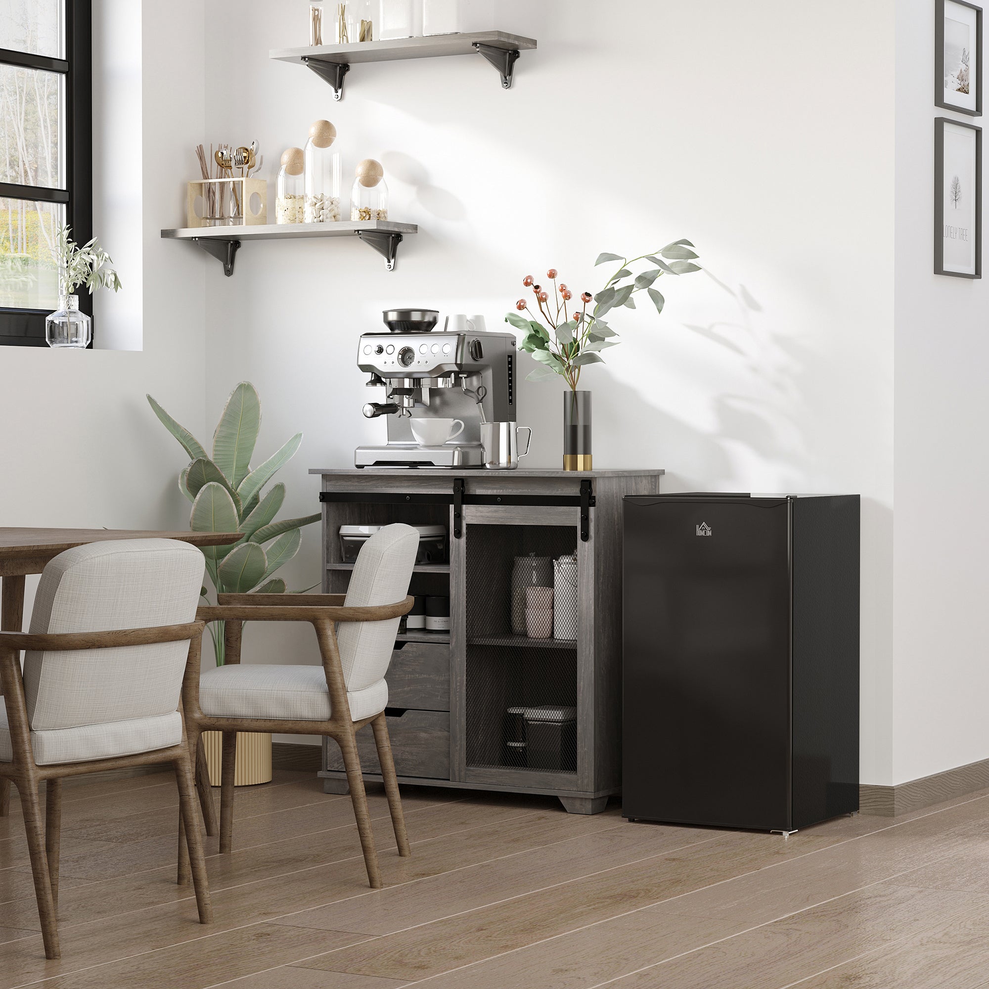 Compact Refrigerator, Mini Fridge with Freezer, Adjustable Shelf, Mechanical Thermostat and Reversible Door, White