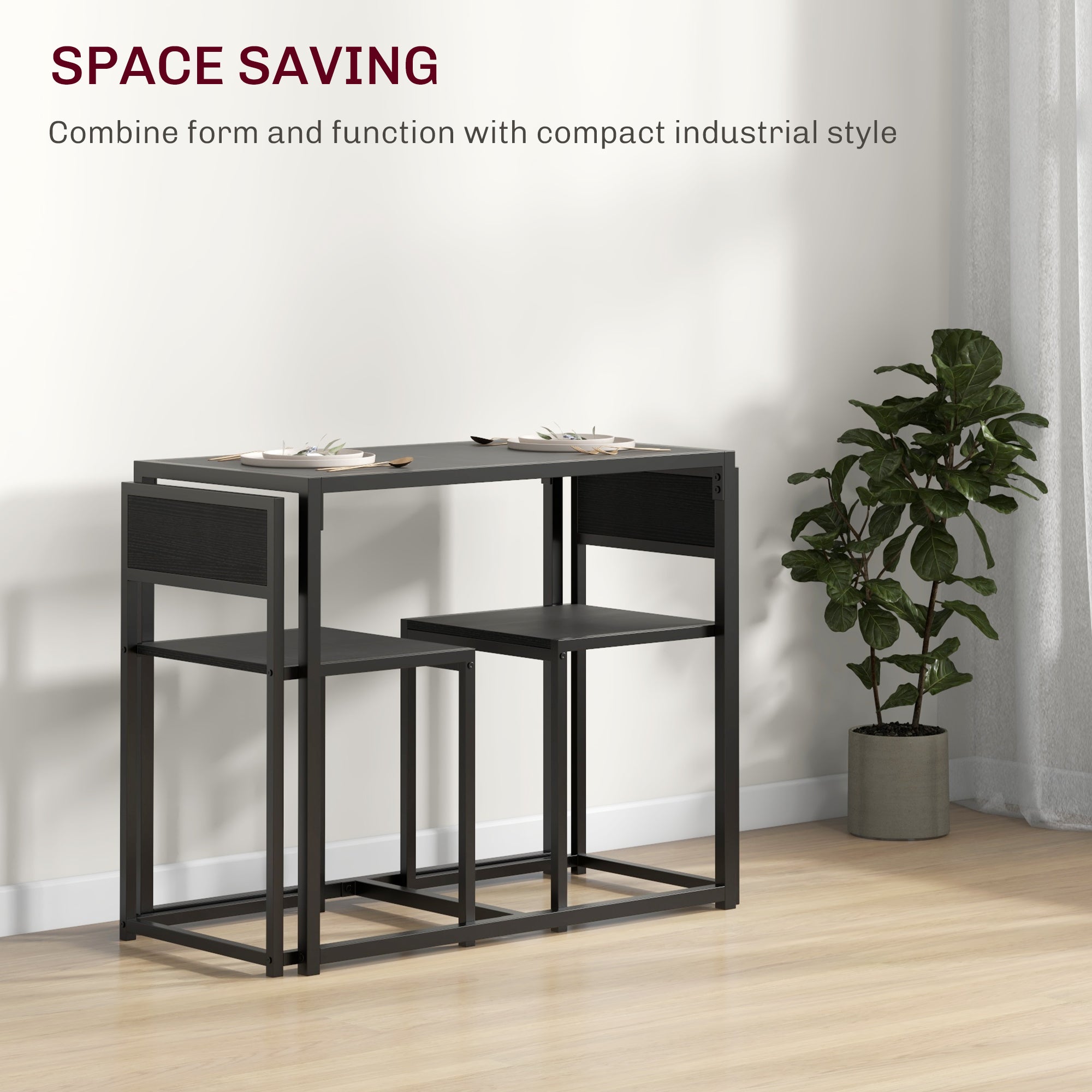 Dining Table Set, Industrial Dining Set for 2, Kitchen Table and Chairs for Small Space, Dining Room Table with Chairs