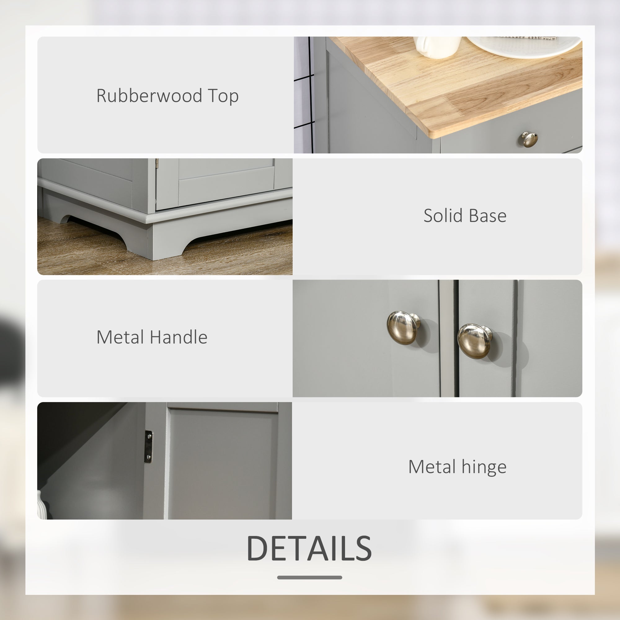 Modern Sideboard, Buffet Cabinet with Storage Cabinets, Drawers and Adjustable Shelves for Living Room, White