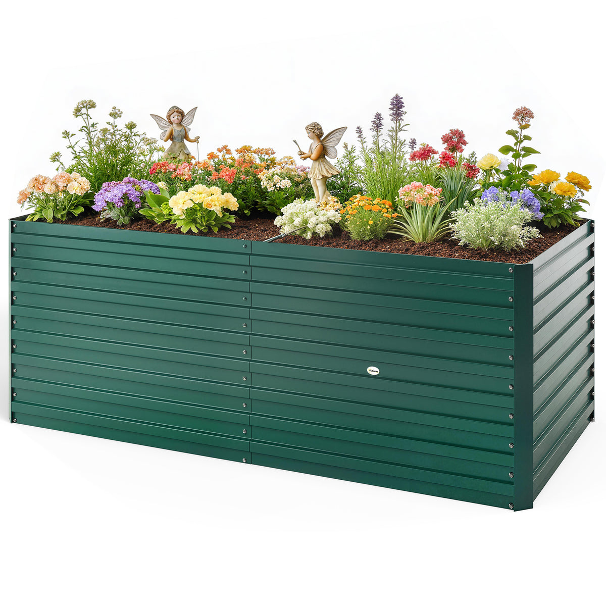 8' x 4' x 2' Raised Garden Bed, Galvanized Planter Box for Growing Flowers, Herbs and Vegetables, Green